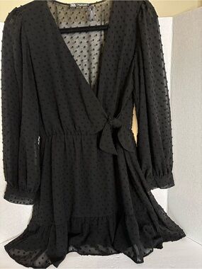 ZARA Black Sheer Swiss Dot Romper